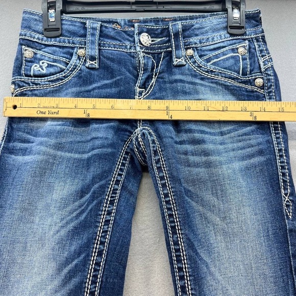 Rock Revival Women's Heather Capri Denim Pants Size 26 (2) Embellished Pockets - Picture 4 of 16